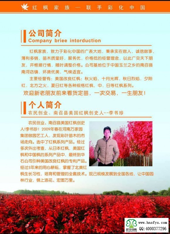 河南印刷廠：紅楓家族 宣傳畫冊