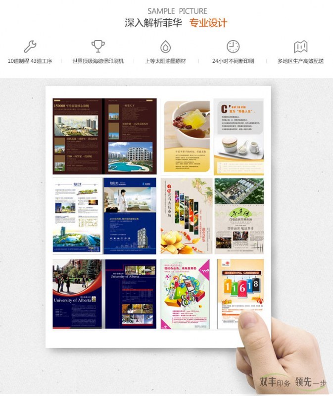 10道制程43道工序，世界頂級(jí)海德堡印刷機(jī)，上等太陽(yáng)油墨原材，24小時(shí)不間斷印刷，多地區(qū)生產(chǎn)高效配送